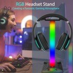 CybJoy RGB Gaming Headset Stand with USB Charging
