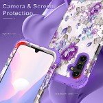 Hocase for Galaxy A15 5G Case, Heavy Duty Shockproof Protection Soft Silicone Rubber Bumper+Hard Plastic Hybrid Protective Case for Samsung Galaxy A15 5G (6.5") 2024 - Lavender Flowers