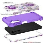 Hocase for Galaxy A15 5G Case, Heavy Duty Shockproof Protection Soft Silicone Rubber Bumper+Hard Plastic Hybrid Protective Case for Samsung Galaxy A15 5G (6.5") 2024 - Lavender Flowers