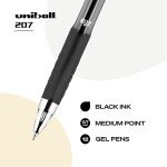 Black Retractable Gel Pens 12 Pack - Uni-Ball 207