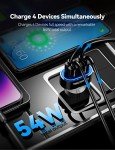 TECKNET 54W 4-Port Fast USB Car Charger