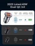 Fast USB Car Charger for iPhone & Samsung 45W