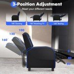GYMAX Ergonomic Massage Gaming Recliner Chair (Blue)