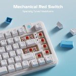 ROYALAXE 75% Mechanical Gaming Keyboard, LED Backlit Wired Mechanical Keyboard with 3 Stage Adjustable Feet, Linear Red Switch with Sound Absorbing Foams, Compatible with Win/MAC/iOS, White Keyboard