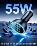 Rocoren 55W USB C Car Charger with 4 Ports