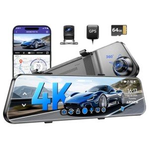 AZDOME PG17 4K Mirror Dash Cam with GPS