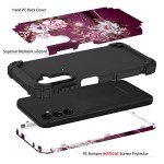 Hocase Heavy Duty Shockproof Protection Soft Silicone Rubber Bumper+Hard Plastic Hybrid Protective Case for Samsung Galaxy A14 5G (6.6" Display) 2023 - Burgundy Flowers