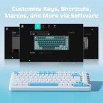 ROYALAXE 75% Mechanical Gaming Keyboard, LED Backlit Wired Mechanical Keyboard with 3 Stage Adjustable Feet, Linear Red Switch with Sound Absorbing Foams, Compatible with Win/MAC/iOS, White Keyboard