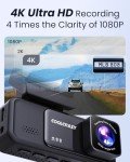 COOLCRAZY 4K WiFi Dash Cam with GPS & Night Vision