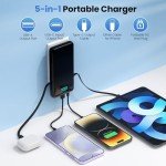 Portable Fast Charger Power Bank with Built-In Cables
