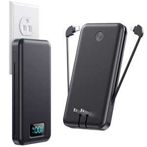 Upgraded 13800mAh Portable Charger with Built-in Cables