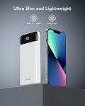 Slim 10000mAh Portable Charger with Built-in Cables