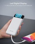 Slim 10000mAh Portable Charger with Built-in Cables
