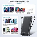 Upgraded 13800mAh Portable Charger with Built-in Cables