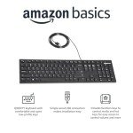 Amazon Basics Low-Profile Wired USB Keyboard with US Layout (QWERTY), Matte Black