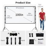Towond 100 inch Portable Projector Screen with Stand