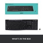 Logitech K270 Wireless Keyboard for Windows, 2.4 GHz Wireless, Full-Size, Number Pad, 8 Multimedia Keys, 2-Year Battery Life, Compatible with PC, Laptop, Black