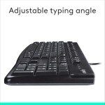 Logitech K120 Wired Keyboard for Windows, Plug and Play, Full-Size, Spill-Resistant, Curved Space Bar, Compatible with PC, Laptop - Black