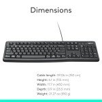 Logitech K120 Wired Keyboard for Windows, Plug and Play, Full-Size, Spill-Resistant, Curved Space Bar, Compatible with PC, Laptop - Black