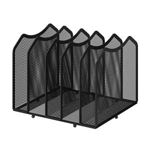 Black 5-Section Mesh Desk File Organizer