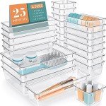 WOWBOX 25-Piece Clear Drawer Organizer Set