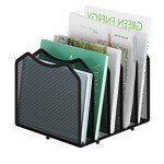 Black 5-Section Mesh Desk File Organizer