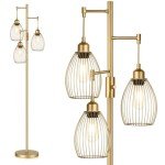 Dimmable Gold Floor Lamp with Elegant Teardrop Heads