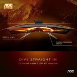 AOC C27G2Z 27" Curved Frameless Ultra-Fast Gaming Monitor, FHD 1080p, 0.5ms 240Hz, FreeSync, 2x HDMI 2.0, 1x Display Port, Height Adjustable, Xbox PS5 Switch Ready, 3-Year Zero-Bright-Dot