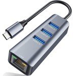 USB-C to Ethernet Adapter, 4-in-1 RJ45 Connector