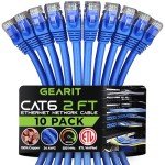 GearIT 2ft Cat 6 Ethernet Cables (10-Pack)