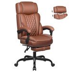 Big and Tall Ergonomic Leather Office Chair with Footrest