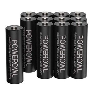 POWEROWL 2800mAh Rechargeable AA Batteries (12-Pack)