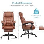 Big and Tall Ergonomic Leather Office Chair with Footrest