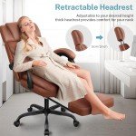 Big and Tall Ergonomic Leather Office Chair with Footrest