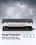 2 Pack Power Strip with USB Ports and 6 Outlets