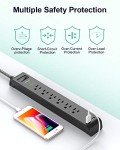2 Pack Power Strip with USB Ports and 6 Outlets