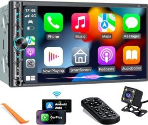 Wireless Double Din Car Stereo with Touchscreen & Bluetooth