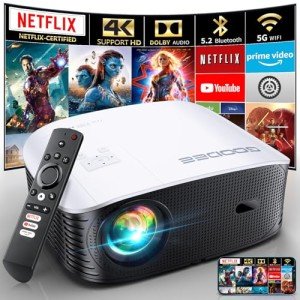 GooDee 4K Smart Projector with 5G WiFi & Bluetooth