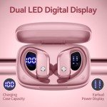 Bmani Bluetooth Wireless Earbuds with LED Display - Pink