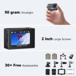 Dragon Touch 4K Action Camera with Remote & Accessories