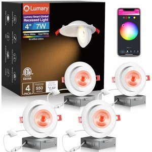 Lumary Smart 4" LED Adjustable Gimbal Downlights - 4 Pack