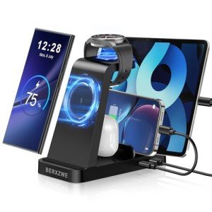 Wireless Charging Station for Samsung:5 in 1 Wireless Charger for Samsung, Charger Dock Stand for Multiple Devices-Samsung Galaxy Watch 7 6 5 Buds Galaxy S24 Ultra S23 S22 S20 Note 20 10 Z Fold,Black