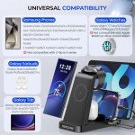 Wireless Charging Station for Samsung:5 in 1 Wireless Charger for Samsung, Charger Dock Stand for Multiple Devices-Samsung Galaxy Watch 7 6 5 Buds Galaxy S24 Ultra S23 S22 S20 Note 20 10 Z Fold,Black