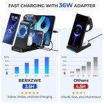 Wireless Charging Station for Samsung:5 in 1 Wireless Charger for Samsung, Charger Dock Stand for Multiple Devices-Samsung Galaxy Watch 7 6 5 Buds Galaxy S24 Ultra S23 S22 S20 Note 20 10 Z Fold,Black