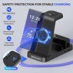 Wireless Charging Station for Samsung:5 in 1 Wireless Charger for Samsung, Charger Dock Stand for Multiple Devices-Samsung Galaxy Watch 7 6 5 Buds Galaxy S24 Ultra S23 S22 S20 Note 20 10 Z Fold,Black