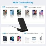 Samsung Wireless Charger, 15W Fast Charging Stand for Samsung Galaxy S24 Ultra S24+ S24 S23 FE S22 S21 S20 S10, Android Phone Wireless Charger Stand for Pixel 9 Pro XL Fold 8a 7 Pro, iPhone 16 15 14