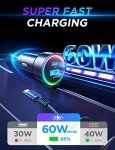 60W USB C Fast Car Charger with Coiled Cable