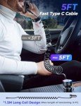 60W USB C Fast Car Charger with Coiled Cable
