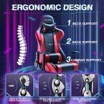 Devoko Adjustable Ergonomic Gaming Chair - Black/Red
