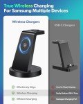 Wireless Charger for Samsung: 3 in 1 Wireless Charging Station for Samsung Galaxy Watch 7 6 5 4 3 Pro Classic Galaxy Buds - Charger Dock Stand for S24 Ultra S23 S22 S21 S20 Note 20 10 Z Fold Android
